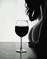 Картини за номерами 40×50. Еротичний келих вина. Чорне і біле.