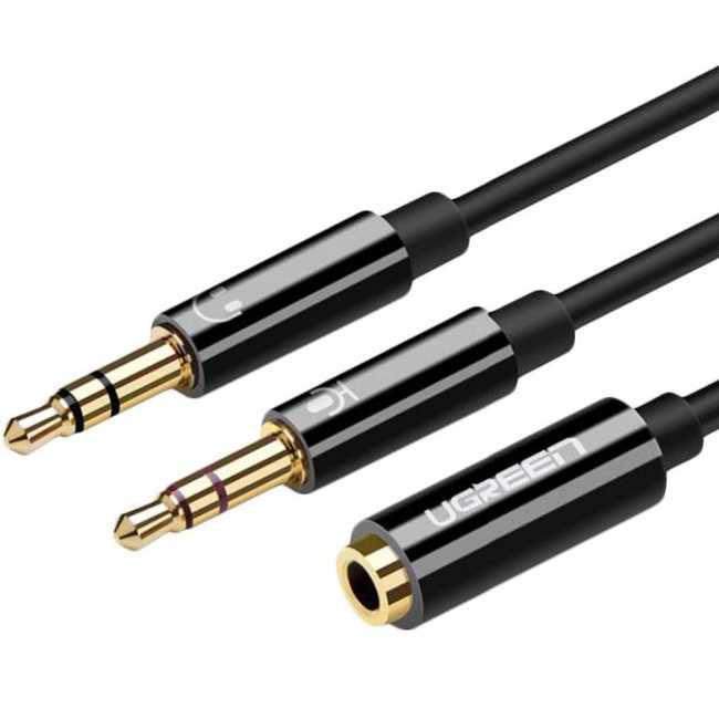 Спліттер Ugreen перехідник-розгалужувач 3.5 mm 2 AM to 3.5 mm AF ABS Black (AV140)