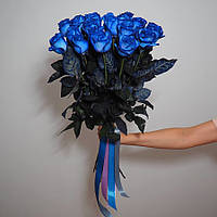 Букет з 19 синіх троянд 60 см