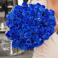 Букет з 51 синьої троянди 60 см