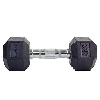 Гантель 8 кг суцільна шестигранна гексагональна ZELART (1 шт.) (сталь хромована, гума, вага 8 кг)