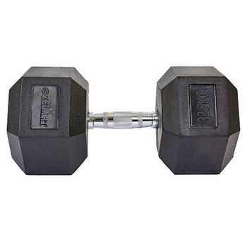 Гантель 32,5 кг суцільна шестигранна гексагональна ZELART (1 шт.) (сталь хромована, гума, вага 32,5 кг)