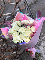 Букет из 15 белых роз "Аваланж"