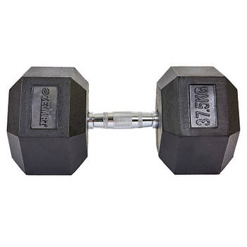Гантель 37,5 кг суцільна шестигранна гексагональна ZELART (1 шт.) (сталь хромована, гума, вага