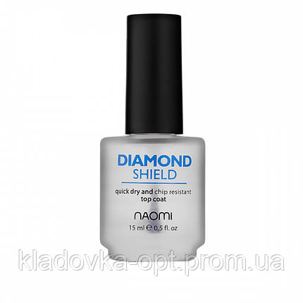 Швидкосохнучий алмазний закріплювач для лаку Naomi Diamond Shield, 15 мл, фото 2