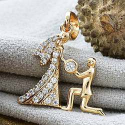 Кулон Xuping для ланцюжка до 4 мм 81076 розмір 25х17 мм вага 1.4 г білі фіаніти позолота 18К