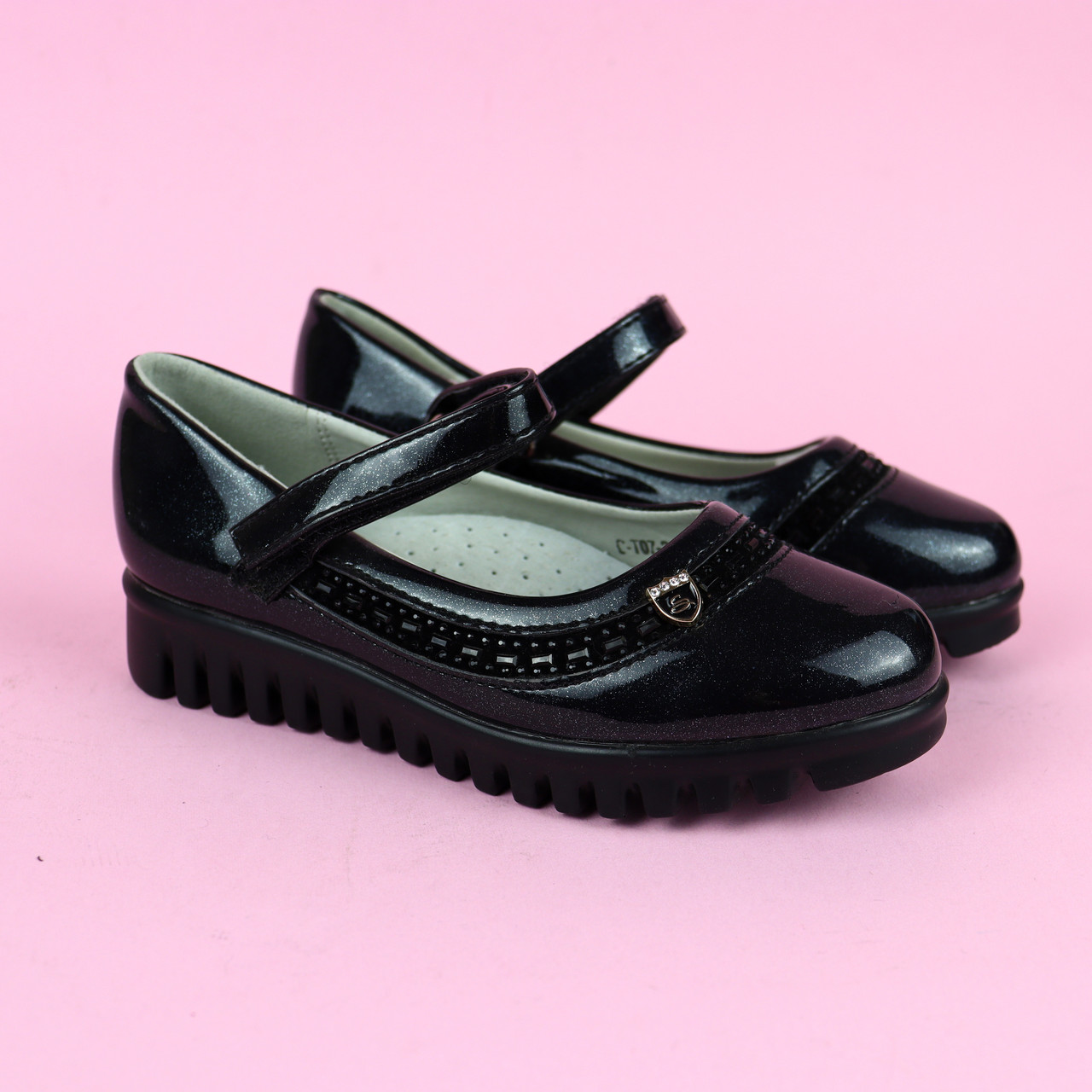 Черные лаковые туфли для девочки на тракторной подошве тм Tom.m р. 27 - фото 2 - id-p561604785