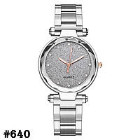 Женские кварцевые наручные часы / годинник серебристого цвета с металическим браслетом (640)