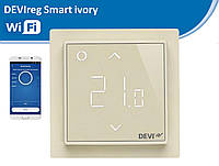 Терморегулятор Devireg SMART бежевий Wi-Fi, програмований Діва, термостат, регулятор теплої підлоги 140F1142