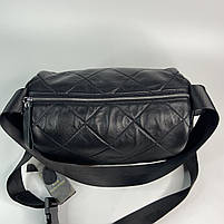 Жіноча шкіряна сумка через і на плече з широким ремінцем Polina & Eiterou чорна, фото 8