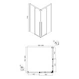 DE LA NOCHE душова кабіна 90*90*200 см (скло + двері) квадратні, двостулкові двері, скло прозоре 8 мм, фото 2
