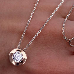 Срібне кольє з золотими накладками з фіанітом РН-105