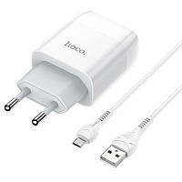 Зарядное устройство HOCO C72A 1USB 2.1A (EU) + MicroUSB Cable White