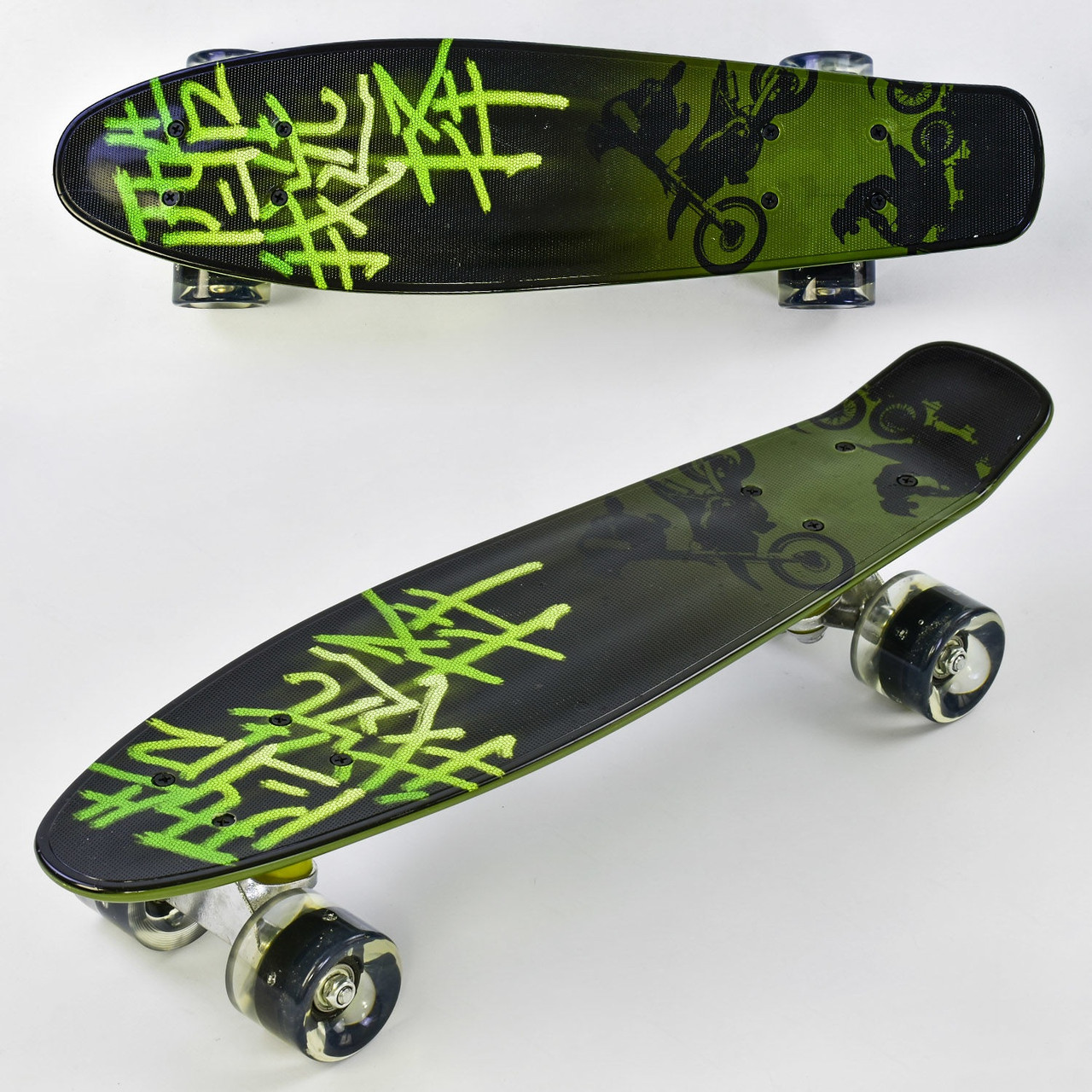 Скейт Пенни борд (Penny Board) Best Board 9160 со светящимися колесами, доска=55см, колёса PU d=6см