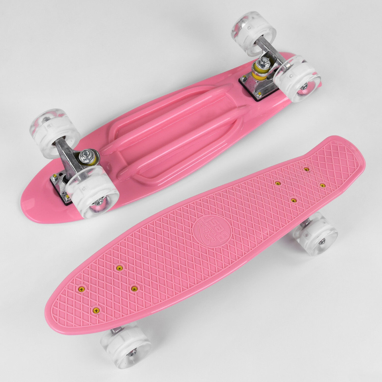 Скейт Пенни борд 2708 Best Board, доска=55см, колёса PU со светом, диаметр 6см (розовый)