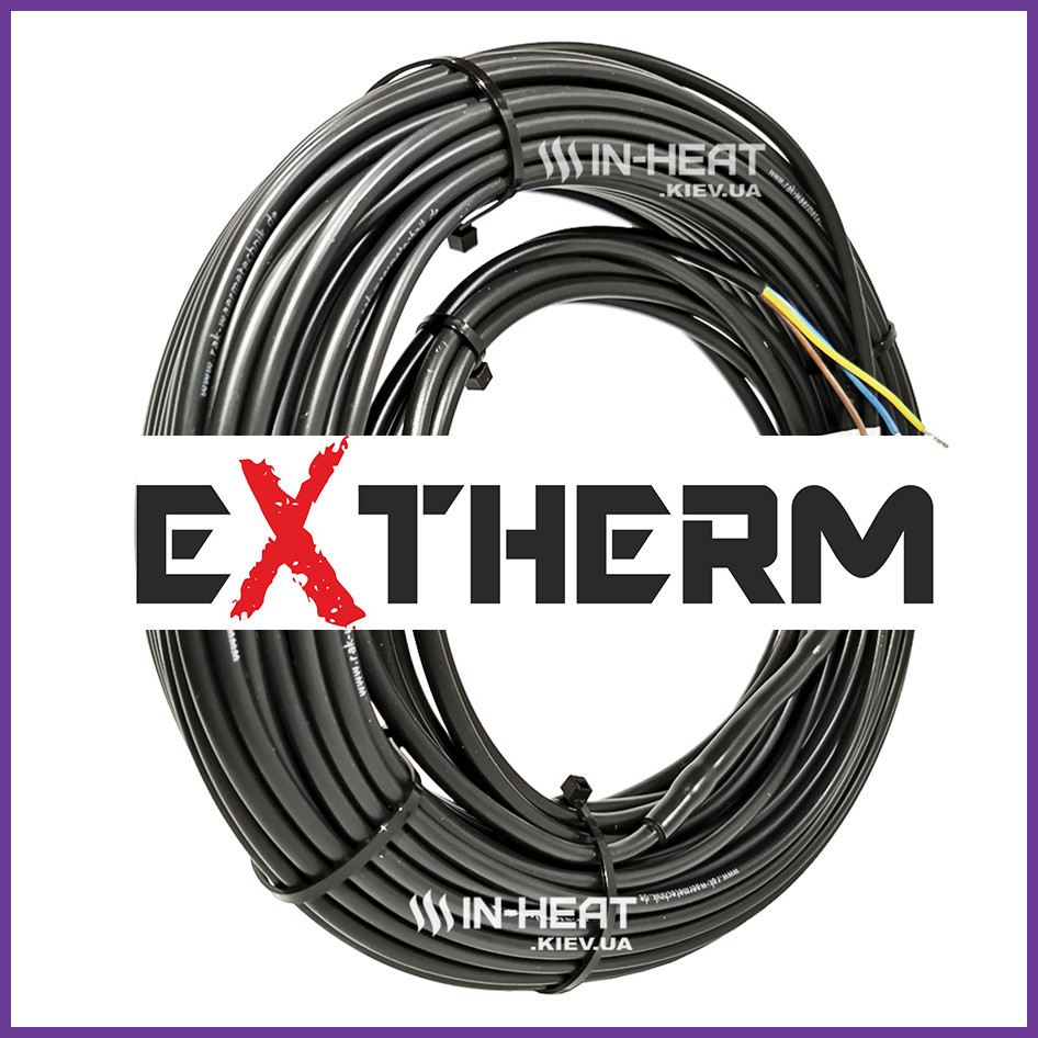 Двожильний нагрівальний кабель Extherm ETC-ECO-20 / 10 м / 1 - 1.5 м² / 200 Вт / під плитку, стяжку