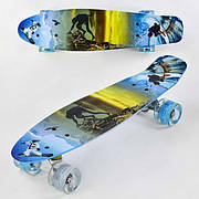 Скейт Пенни борд (Penny Board) Best Board 3270 со светящимися колесами, доска=55см, колёса PU d=6см
