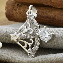 Кулон Лук Купідона для ланцюжка до 3 мм 80318 розмір 25х20 мм вага 1.9 г білі фіаніти позолота БЗ