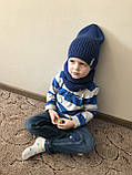 Демісезонна дитяча в'язана шапочка та снуд для хлопчика та дівчинки ручної роботи., фото 9