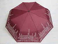 Зонт женский полуавтомат бордовый Надписи