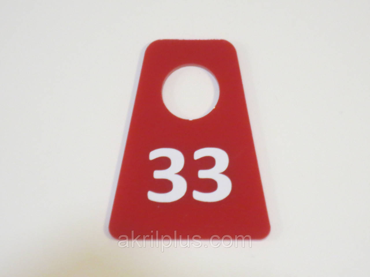 Гардеробні номерки трапеція червоні 65*50 мм, фото 1