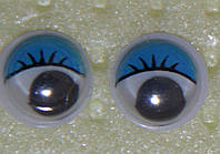 Глаза бегающие Диаметры 6 - 20 мм. Веки - синие.
