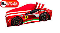 Кровать машинка серия Элит модель Ferrari красная со спортивным матрасом и подушкой