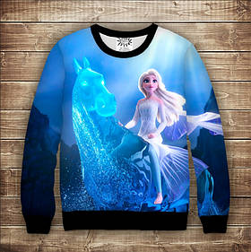 Світшот з 3D принтом на тему Ельза на коні Холодне Серце Дорослі та дитячі розміри ВСІ Розміри