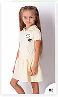 Платье детское летнее Мевис на 2-6 лет с капюшоном лимонное
