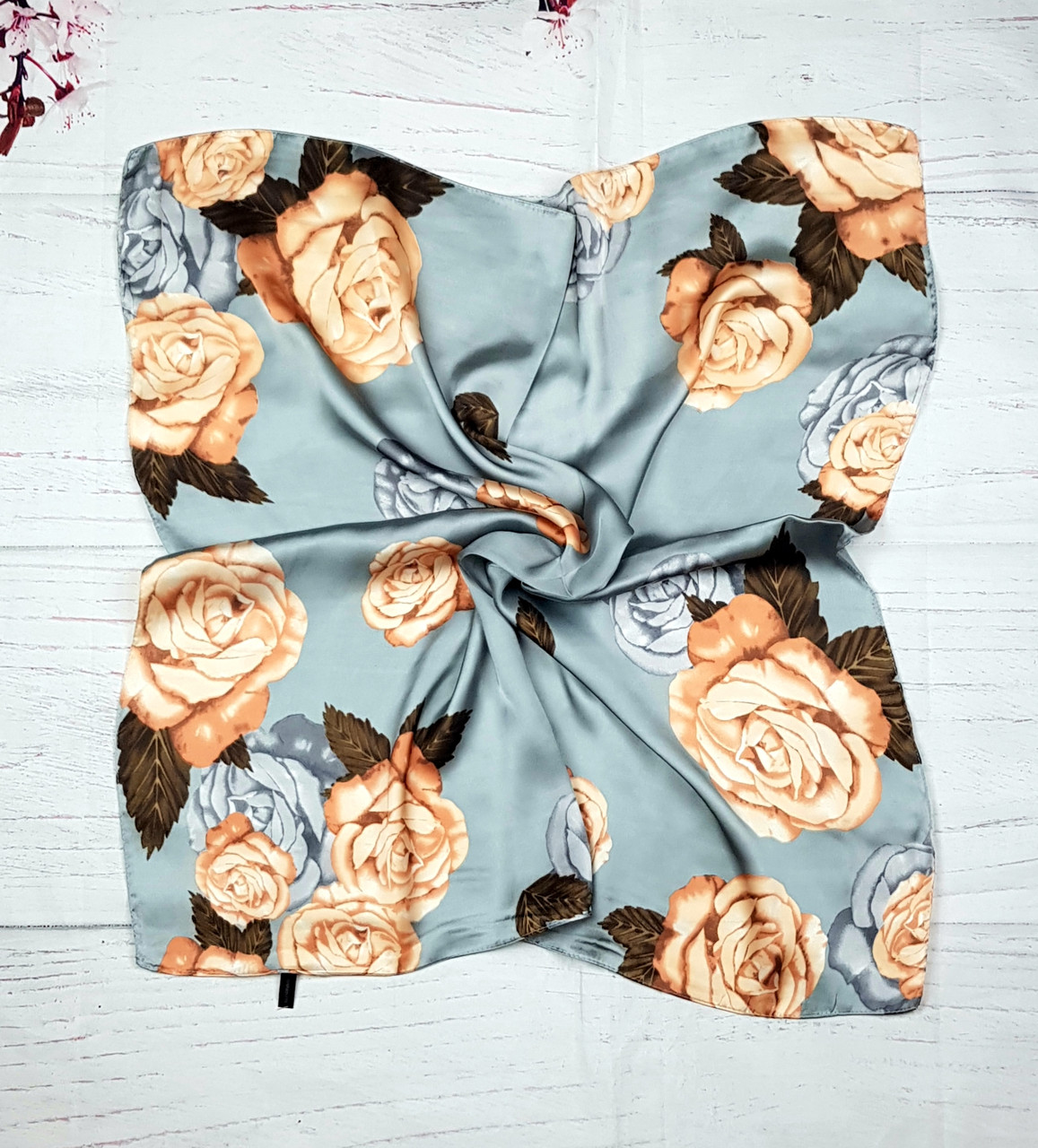 Хустка шовкова блакитна на шию на сумку на зачіску Лоріна, фото 1