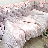 Бортики в ліжечко " ніжно рожеві+ пепельно бузковий", фото 7