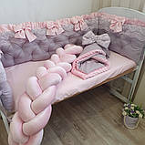 Бортики в ліжечко " ніжно рожеві+ пепельно бузковий", фото 6