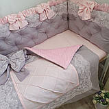Бортики в ліжечко " ніжно рожеві+ пепельно бузковий", фото 5