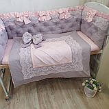 Бортики в ліжечко " ніжно рожеві+ пепельно бузковий", фото 4