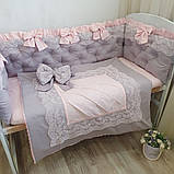 Бортики в ліжечко " ніжно рожеві+ пепельно бузковий", фото 3