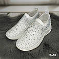 Жіночі білі кросівки, мокасини текстильні зі стразами, фото 6