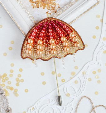 Брошка з бісеру Сонячна парасолька  Б-106