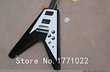 Електрогітара гітара Gibson Epiphone Flying V China чорний з білим пікгардом, фото 8