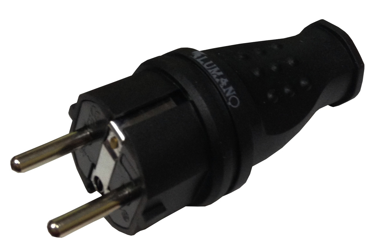 Вилка каучукова ПРЯМА з заземленням IP44 16A ЧОРНА (BLACK) ARCTIC (17938) ТМ LUMANO