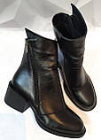 Valentino шик! Шкіряні жіночі чоботи зимові черевики на змійці з невеликим каблуком, фото 2