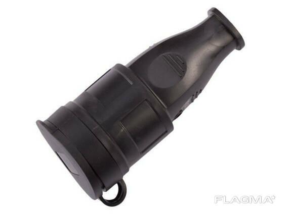 Розетка (гніздо) штепсельне з кришкою каучукова з/з IP44 16A ЧОРНА (BLACK) ARCTIC (17942) ТМ LUMANO