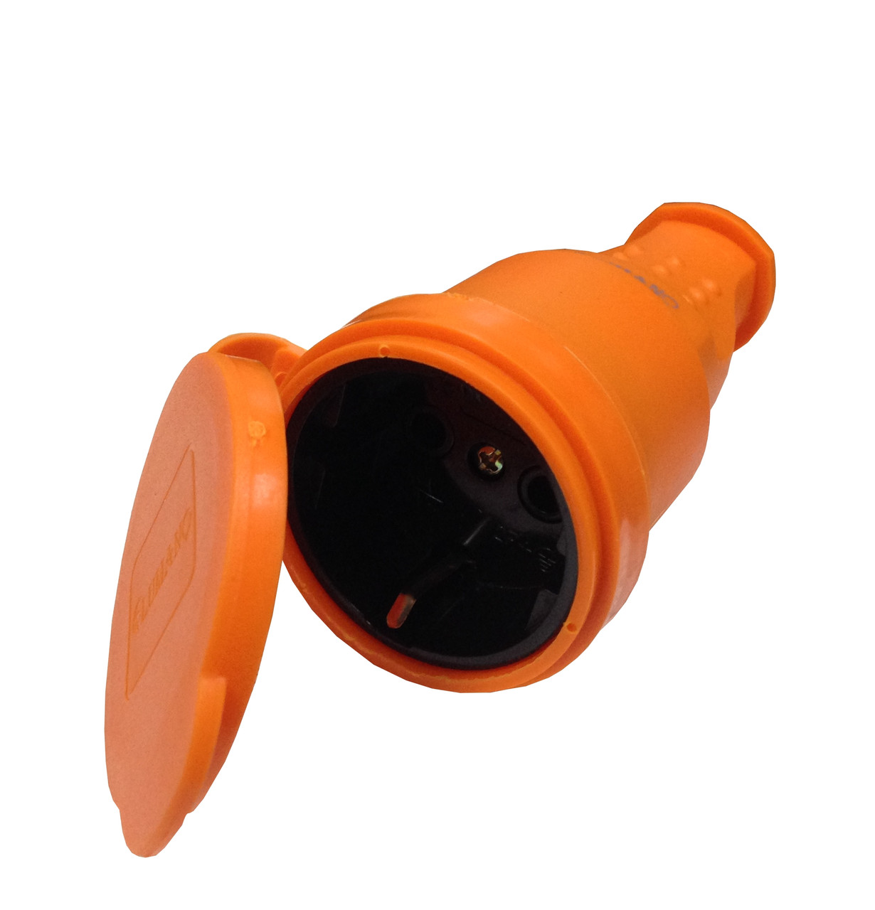 Розетка (гніздо) ОРАНЖ штепсельне з кришкою каучукова з/з IP44 16A ARCTIC (17954) ТМ LUMANO