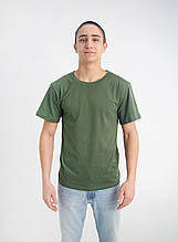 Чоловіча оливкова футболка, бавовна 95% їластан 5% 160 г на кв, футболка під форму чоловіча жіноча