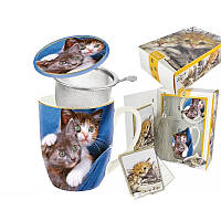 Подарочный набор «Котята» кружка-заварник (400мл)+поздравительная открытка +брелок «Кошачий хвост»