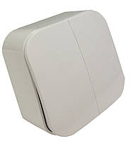 Вимикач двухклавішний накл. біла 10А Дизайнерський MODA (18099) ТМ LUMANO