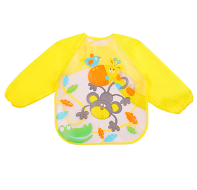 Слинявчик з рукавами для творчості Мавпа на жирафі Жовтий  без кишені (02203)