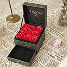 Подарункова скринька набір 9 троянд з мила з відділенням під прикрасу коробка з подарунковим набором троянд із мила, фото 9