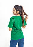 Футболка жіноча чоловіча зелена , бавовна 100% щільність 160 г на кв. м, жіноча футболка колір зелений, фото 7
