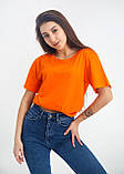 Футболка жіноча помаранчева однотонна, спорту та повсякденне носіння, бавовна жіноча футболка помаранчевого кольору, фото 7
