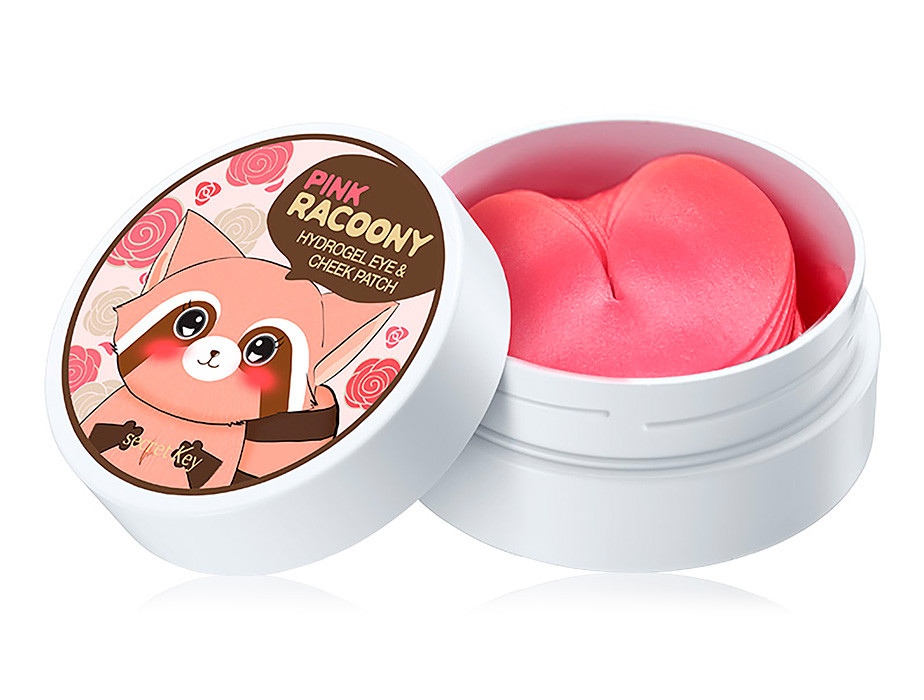 Гідрогелеві патчі для очей з рожевою водою Secret Key Pink Racoony Hydro Gel Eye & Cheek Patch 60 шт, фото 1